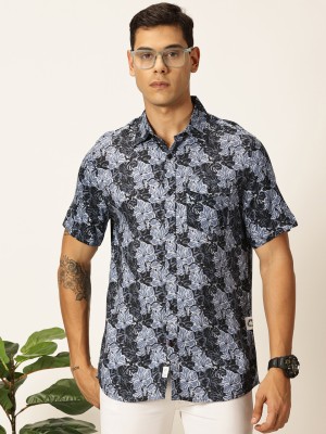 THOMAS SCOTT Men Printed Casual Dark Blue Shirt