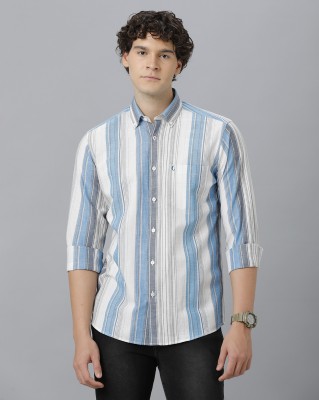 CAVALLO BY LINEN CLUB Men Striped Casual Grey, Light Blue, White Shirt