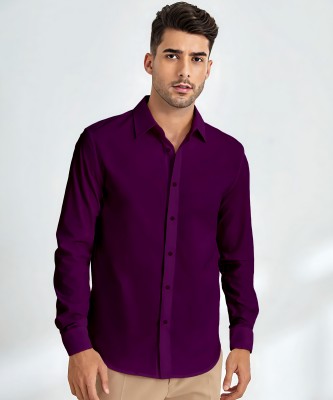 Webric Men Solid Casual Purple Shirt