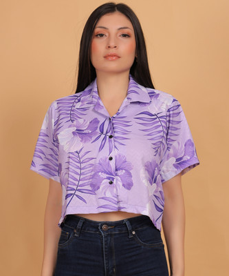 STOVESSY Women Printed Casual Purple Shirt