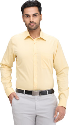Raymond Men Solid Formal Yellow Shirt