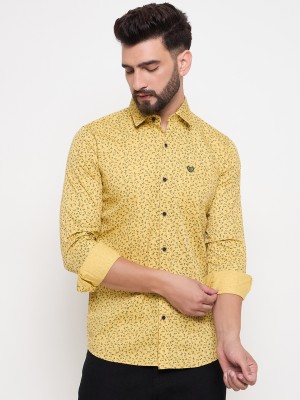 DUKE Men Printed Casual Yellow Shirt