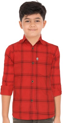 AIDAN PAUL Boys Checkered Casual Red Shirt