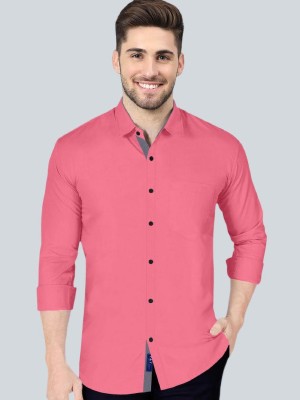 VTEXX Men Solid Casual Pink Shirt