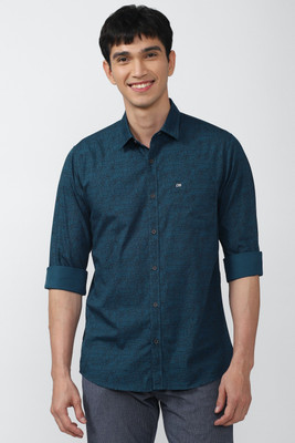 PETER ENGLAND Men Printed Casual Dark Blue Shirt