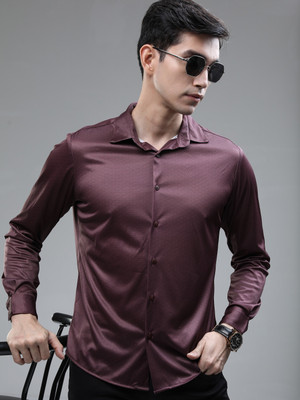 HIGHLANDER Men Printed Casual Maroon Shirt
