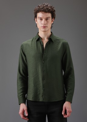 Banana Club Men Solid Casual Green Shirt