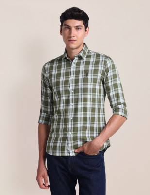 U.S. POLO ASSN. Men Checkered Casual Green Shirt