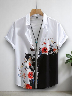 Hashtag Men Printed Casual White Shirt