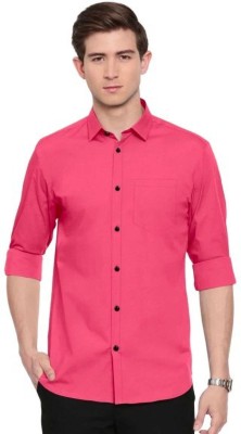 ZERO FASHION Men Self Design Casual Pink Shirt