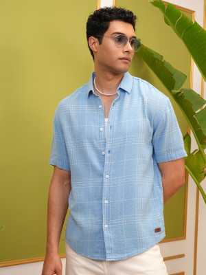 LOCOMOTIVE Men Striped Casual Blue Shirt