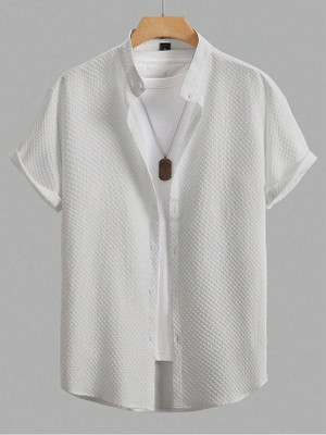 KALP CRAZE Men Self Design Casual White Shirt