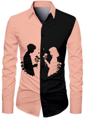 AviraEnterprise Men Printed Casual Pink Shirt