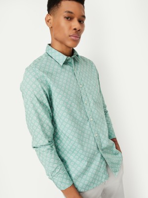 MAX Men Printed Casual Green Shirt