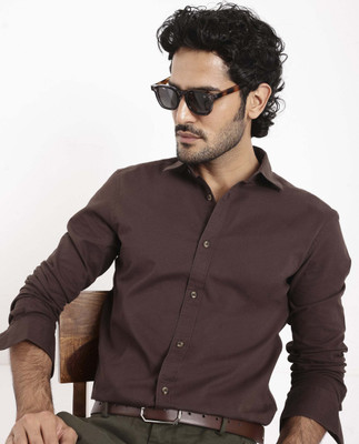 RARE RABBIT Men Solid Casual Brown Shirt