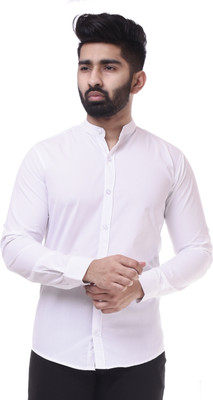 BASE 41 Men Solid Casual White Shirt