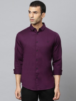 Dennis Lingo Men Solid Casual Purple Shirt