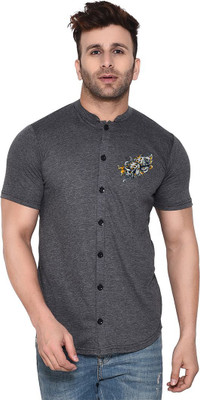 Lawful Casual Men Solid Casual Grey Shirt