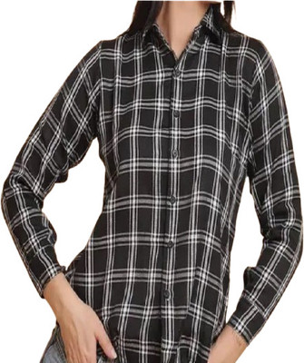 GORIYA Women Checkered Formal Black Shirt