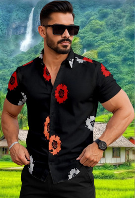 cotonkurtis Men Printed Casual Black Shirt