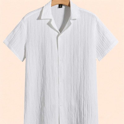 Looksky Men Self Design Casual White Shirt