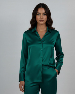NG Fashion Women Solid Casual Dark Green Shirt