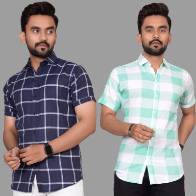 METRONAUT Men Checkered Casual Multicolor Shirt(Pack of 2)