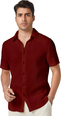 METRONAUT Men Solid Formal Maroon Shirt