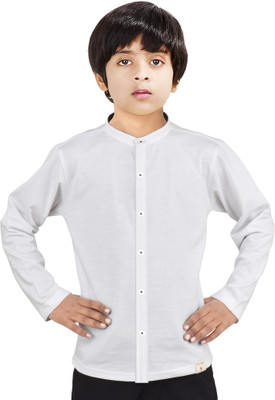 Paper Crane Boys Solid Casual White Shirt