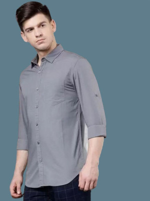StellLIFESTYLE Trend Men Solid Casual Grey Shirt