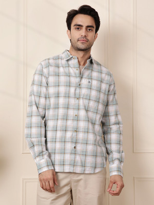 WROGN Men Checkered Casual White Shirt