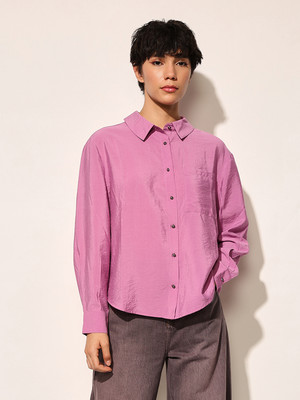 ONLY Women Solid Casual Purple Shirt