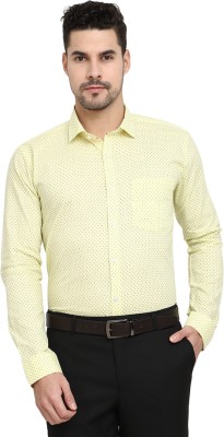 V-MART Men Printed Formal Yellow, Black Shirt