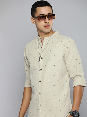 R.Code by The Roadster Life Co. Men Printed Casual Black, Beige Shirt
