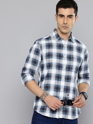 FLYING MACHINE Men Self Design Casual Blue Shirt