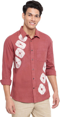 Fabindia Men Dyed/Ombre Casual Red Shirt