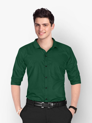 Arthz Fashion Trend Men Solid Casual Dark Green Shirt