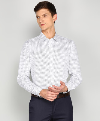 Raymond Men Printed Formal Blue, White Shirt