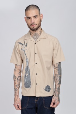 Eszett Men Printed Casual Cream Shirt