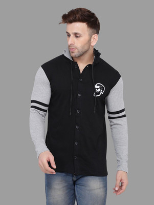 Trendfull Men Solid Casual Black, Grey Shirt