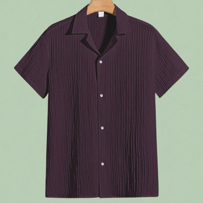 A Dearise Trend Men Self Design Casual Purple Shirt
