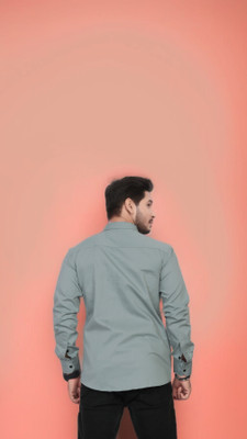 U AND J TREND Men Printed Casual Light Green Shirt