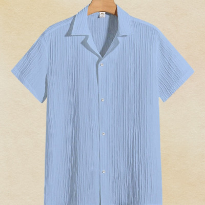 Dharamraj Fashion Men Self Design Casual Light Blue Shirt