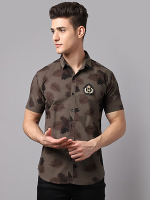 HANUMNTRA Men Printed Casual Grey Shirt