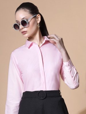 Dressberry Women Solid Casual Pink Shirt