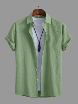 KHANJAN FASHION Men Self Design Formal Light Green Shirt
