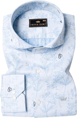 french crown Men Printed Casual Blue Shirt