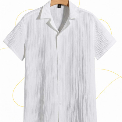 SHIRTWALA Men Self Design Casual White Shirt