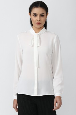 VAN HEUSEN Women Solid Casual White Shirt