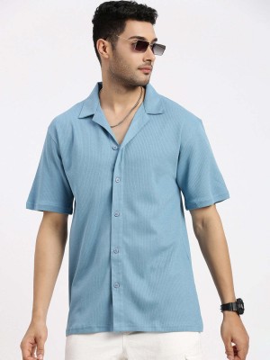 Showoff Men Solid Casual Blue Shirt